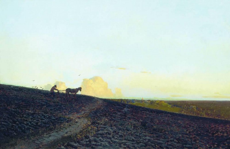 Evening at the plow. 1883, Isaac Ilyich Levitan