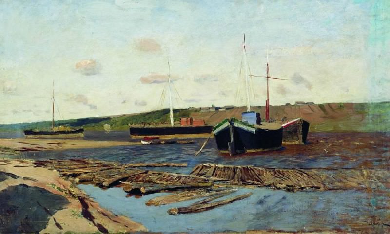 Volga. Barges. 1890, Isaac Ilyich Levitan