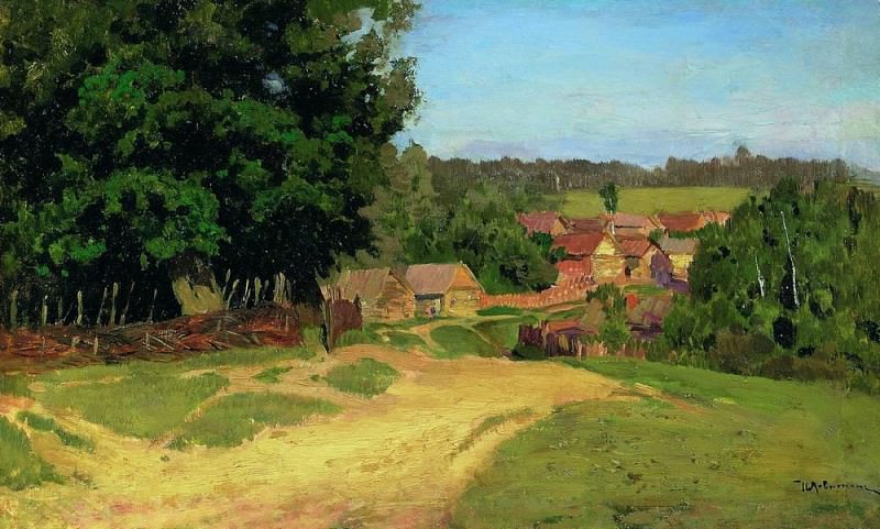village. 1880, Isaac Ilyich Levitan