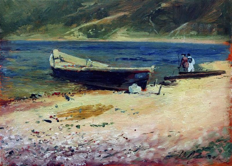boat on the shore. 1880, Isaac Ilyich Levitan