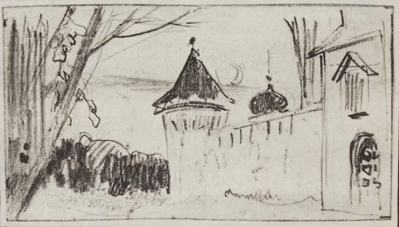 Монастырские ворота и ограда. 1885, Исаак Ильич Левитан