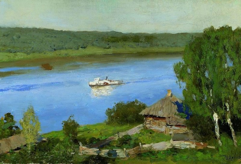 Пейзаж с пароходом. Конец 1880-х, Исаак Ильич Левитан