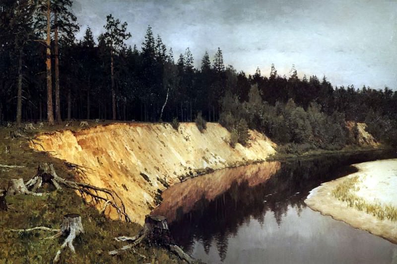 Лесистый берег. Сумерки. 1892, Исаак Ильич Левитан