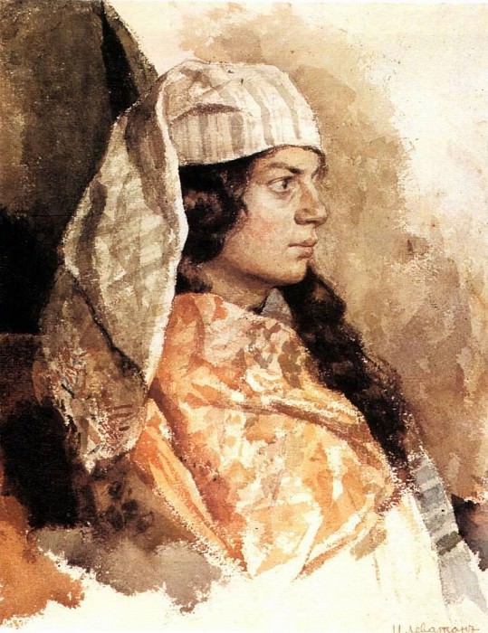 Jewish woman in the eastern veil. 1884, Isaac Ilyich Levitan