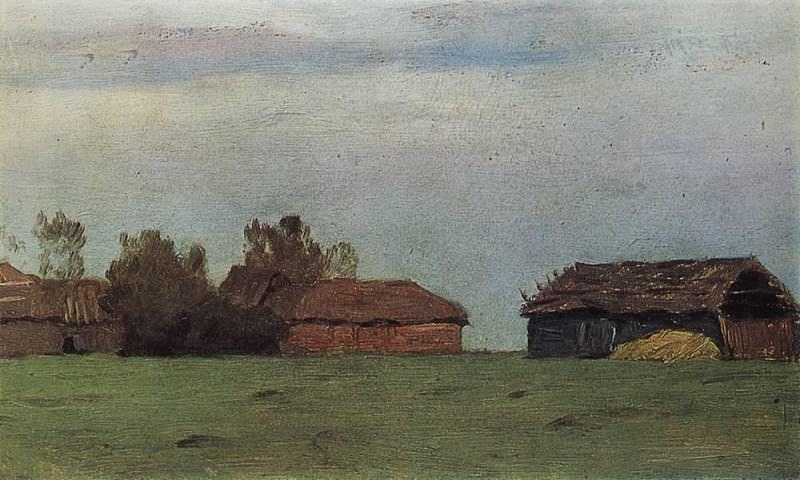 Landscape with buildings. 1890, Isaac Ilyich Levitan