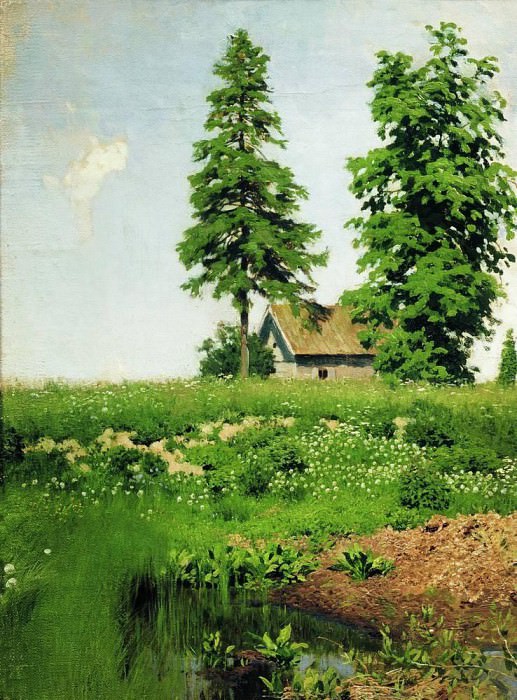 hut on a meadow. 1880, Isaac Ilyich Levitan