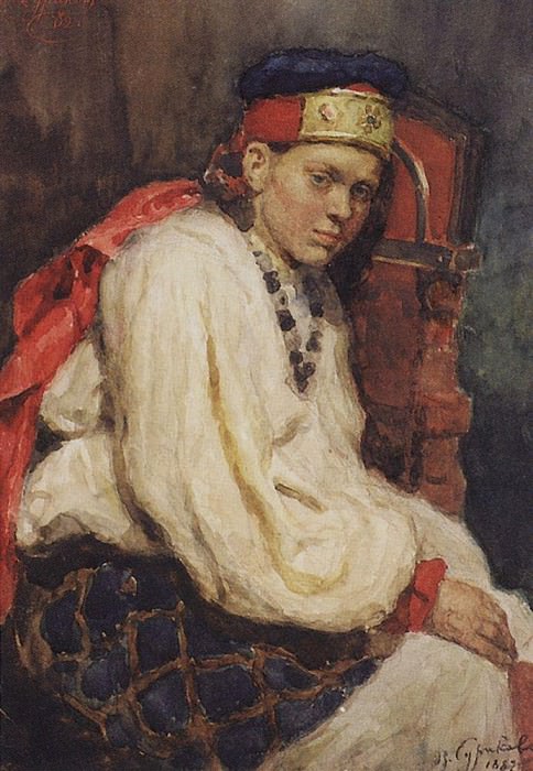 Artists Model in the ancient Russian costume, Vasily Ivanovich Surikov