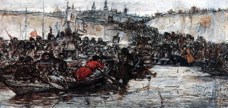 Conquest of Siberia by Yermak 1. Around, Vasily Ivanovich Surikov