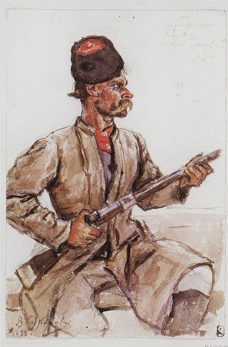 Cossack with a gun, Vasily Ivanovich Surikov
