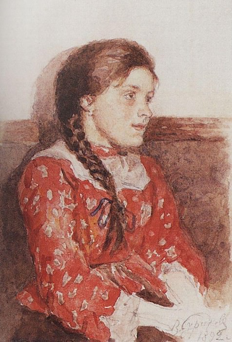 Girl in red sweater, Vasily Ivanovich Surikov