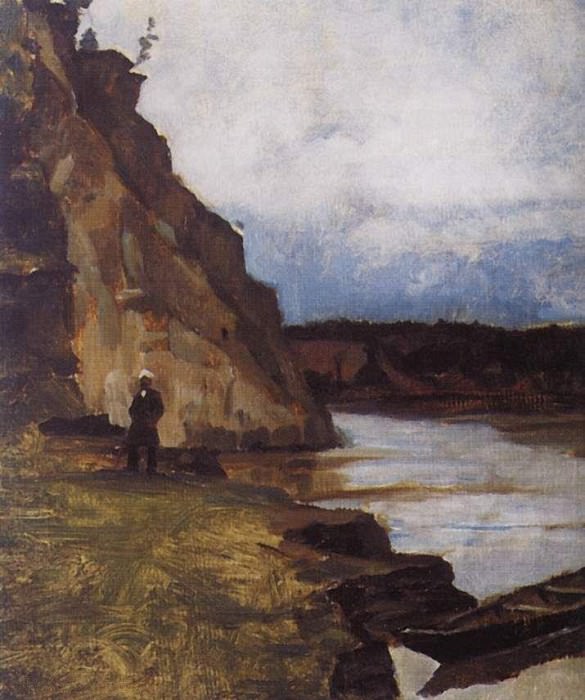Landscape with a figure of his brother, Vasily Ivanovich Surikov