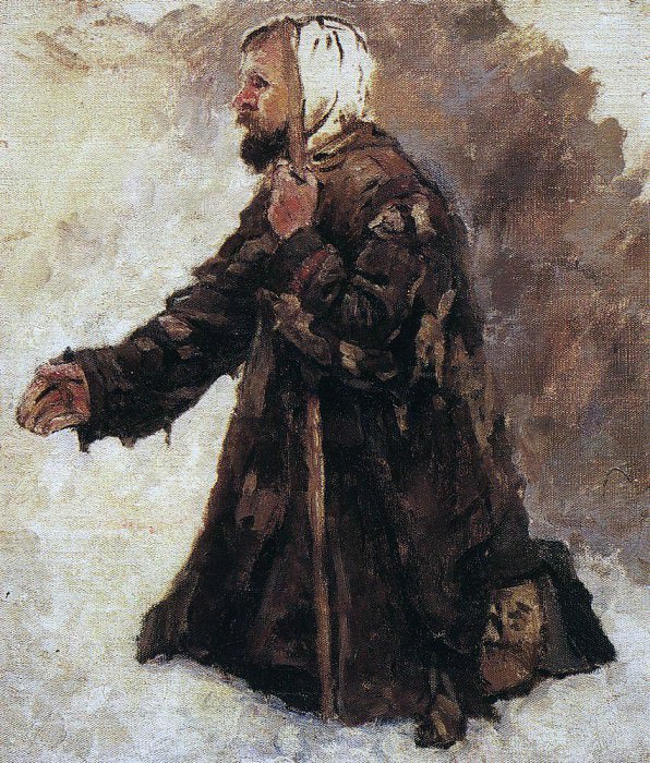 beggar on his knees. Not later than, Vasily Ivanovich Surikov