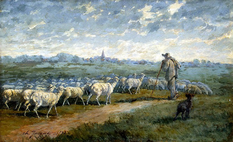 Jacque, Charles Emile – Landscape with a herd of sheep, Hermitage ~ Part 05