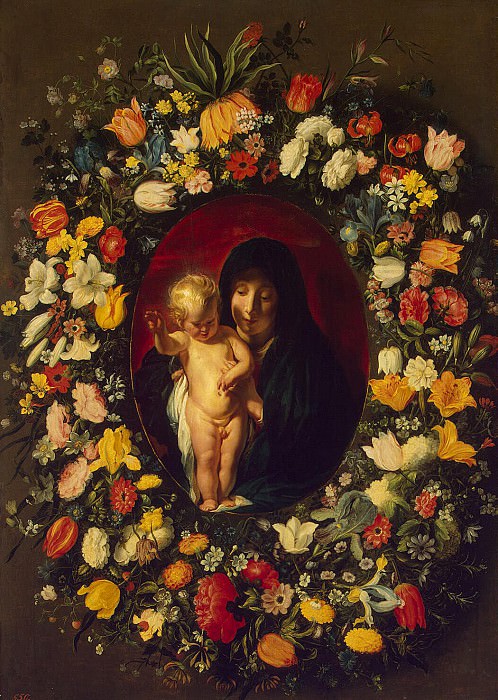 Jordaens, Jacob Daniels, Andris – Madonna and Child in a wreath of flowers, Hermitage ~ Part 05
