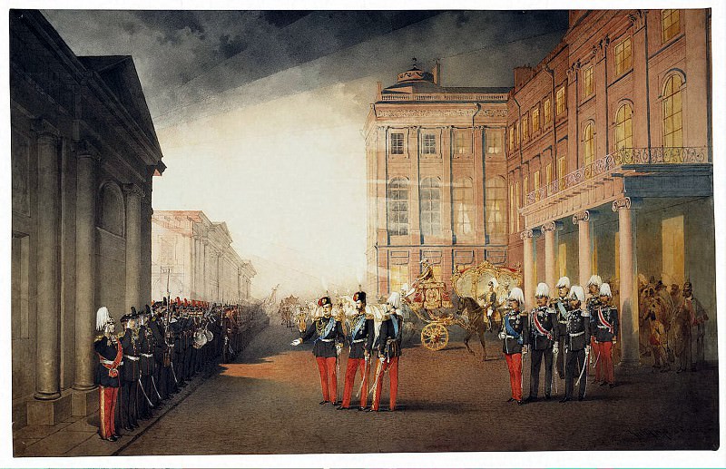 Zichy, Mihaly – Parade in front of the palace Anichkov February 26, 1870, Hermitage ~ Part 05