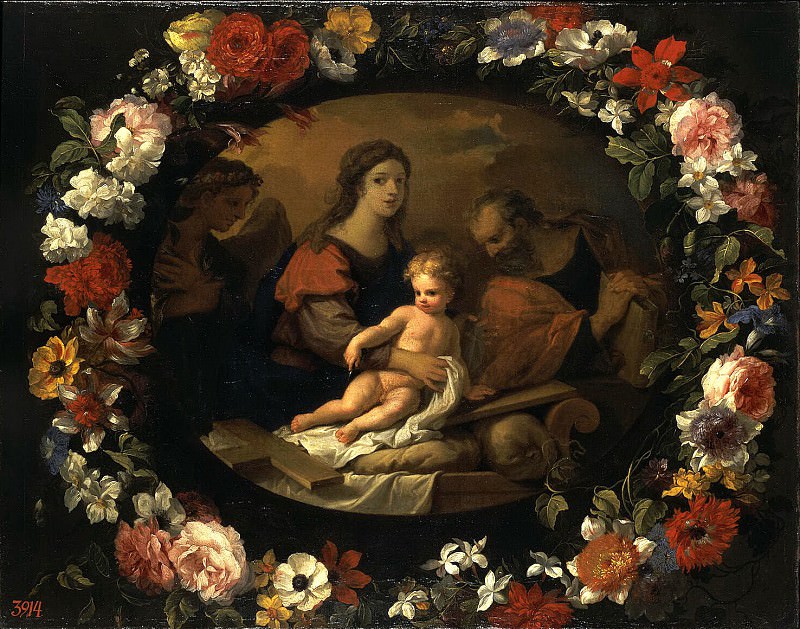 Loir, Nicolas Pierre Monnuaye, Jean-Baptiste – Holy Family in a wreath of flowers, Hermitage ~ part 07