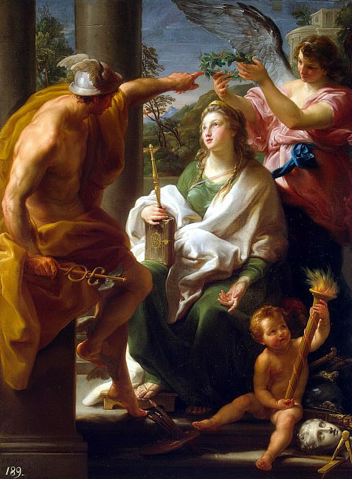 Batoni, Pompeo – Mercury, crowning philosophy, the Mother of Art, Hermitage ~ Part 01