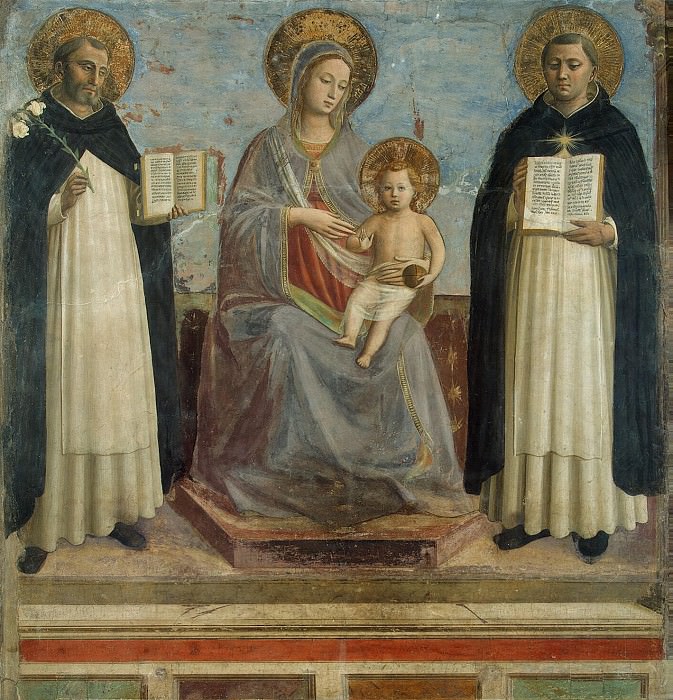 Angelico, Fra Beato – Madonna and Child with St. Dominic and St. Thomas Aquinas, Hermitage ~ Part 01