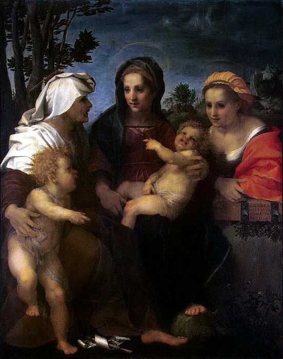 Andrea del Sarto – Madonna with Child, St. Catherine St.. Elizabeth and John the Baptist, Hermitage ~ Part 01