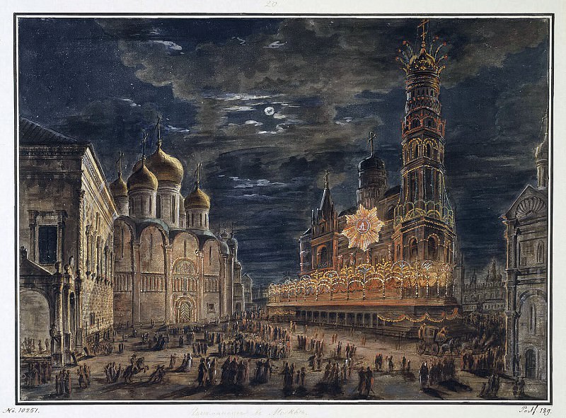 Alekseev, Fedor – Illumination on Cathedral Square in honor of the coronation of Emperor Alexander I, Hermitage ~ Part 01