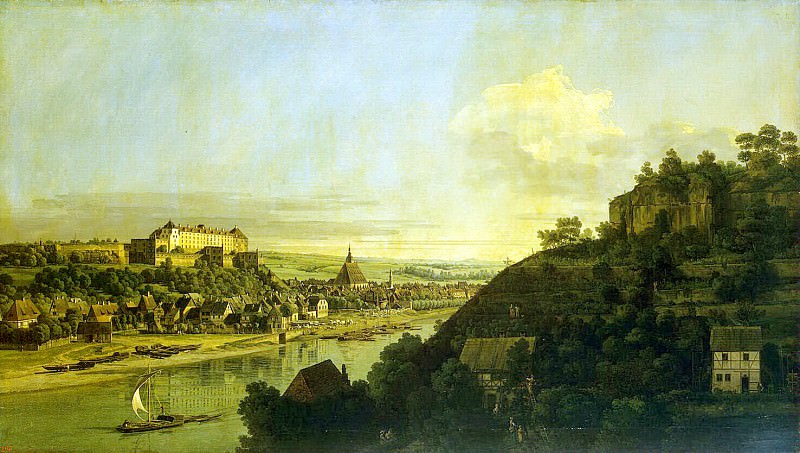 Bellotto, Bernardo – View of Pirna from the right bank of the Elbe River above the city, Hermitage ~ Part 01