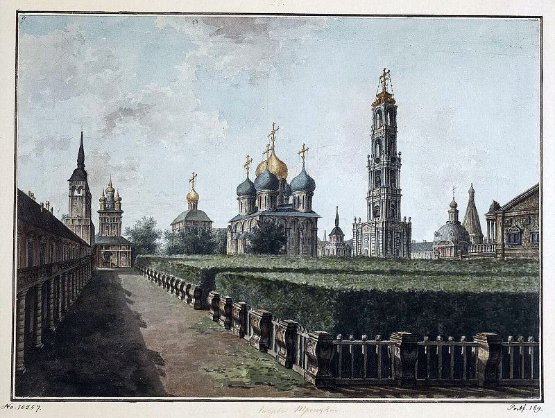 Alekseev, Fedor – Trinity-Sergius Lavra. View of the Uspensky Cathedral, the belfry and refectory, Hermitage ~ Part 01