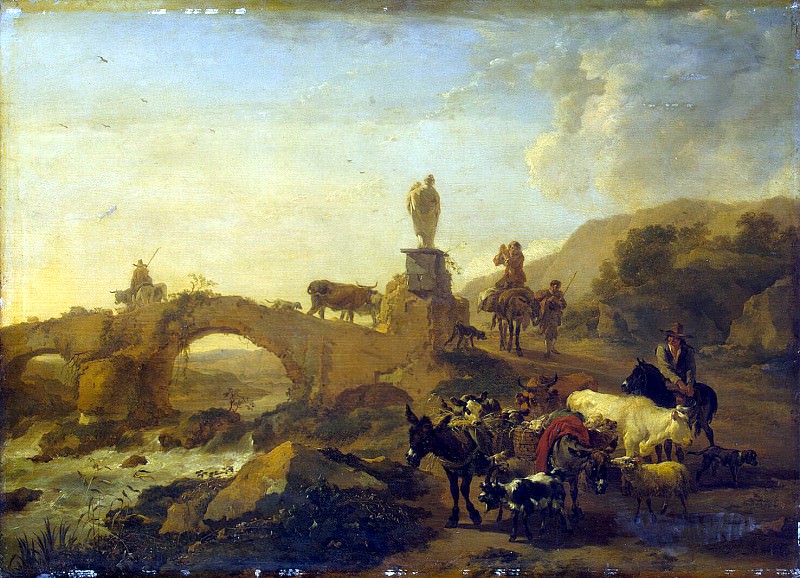 Берхем, Николас Питерс – Итальянский пейзаж с мостиком, Эрмитаж ~ часть 1