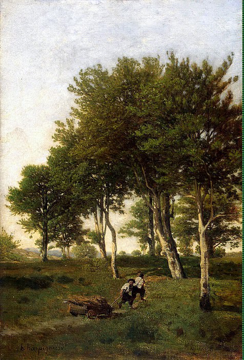 Arpine, Henri – Landscape with two boys carrying a brushwood, Hermitage ~ Part 01