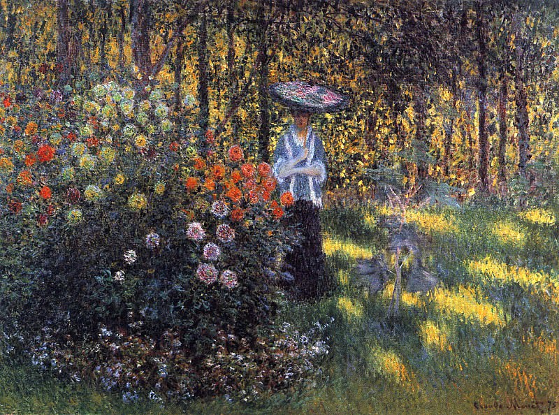 Женщина с зонтиком в саду в Аржантее, Клод Оскар Моне