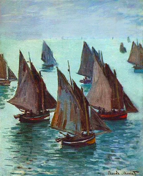 Fishing Boats, Calm Sea, Claude Oscar Monet