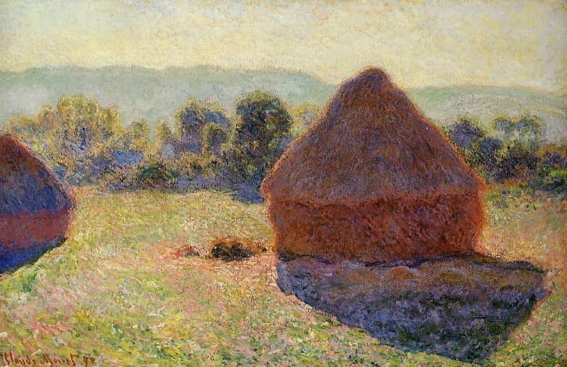 Grainstacks in the Sunlight, Midday, Claude Oscar Monet