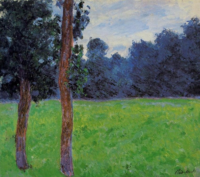 Two Trees in a Meadow, Claude Oscar Monet