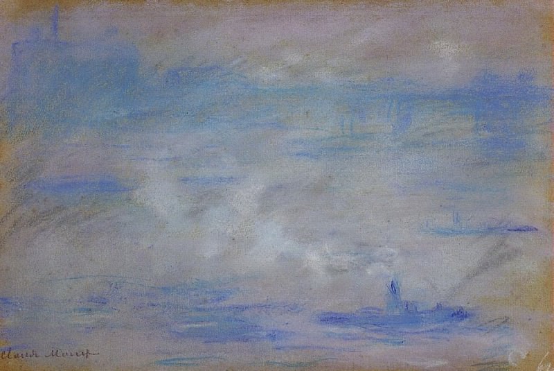 Лодки на Темзе, эффект тумана, Клод Оскар Моне
