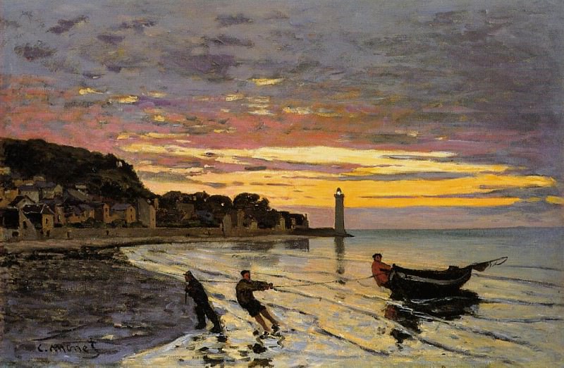 Hauling a Boat Ashore, Honfleur, Claude Oscar Monet