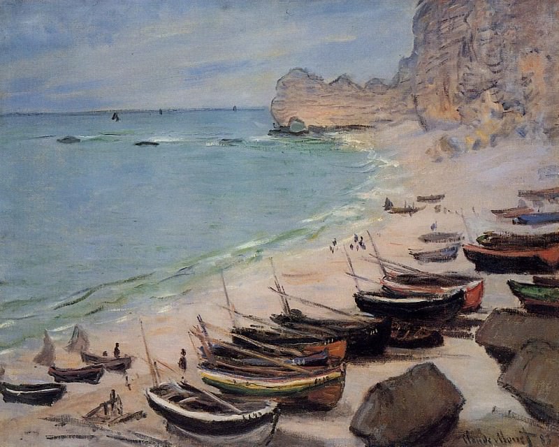 Boats on the Beach at Etretat, Claude Oscar Monet
