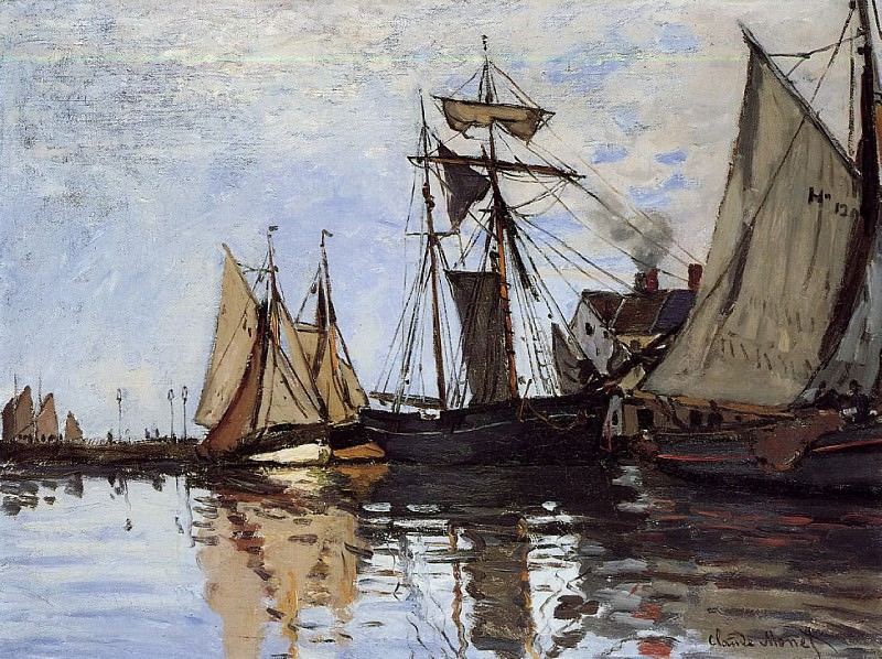 Boats in the Port of Honfleur, Claude Oscar Monet