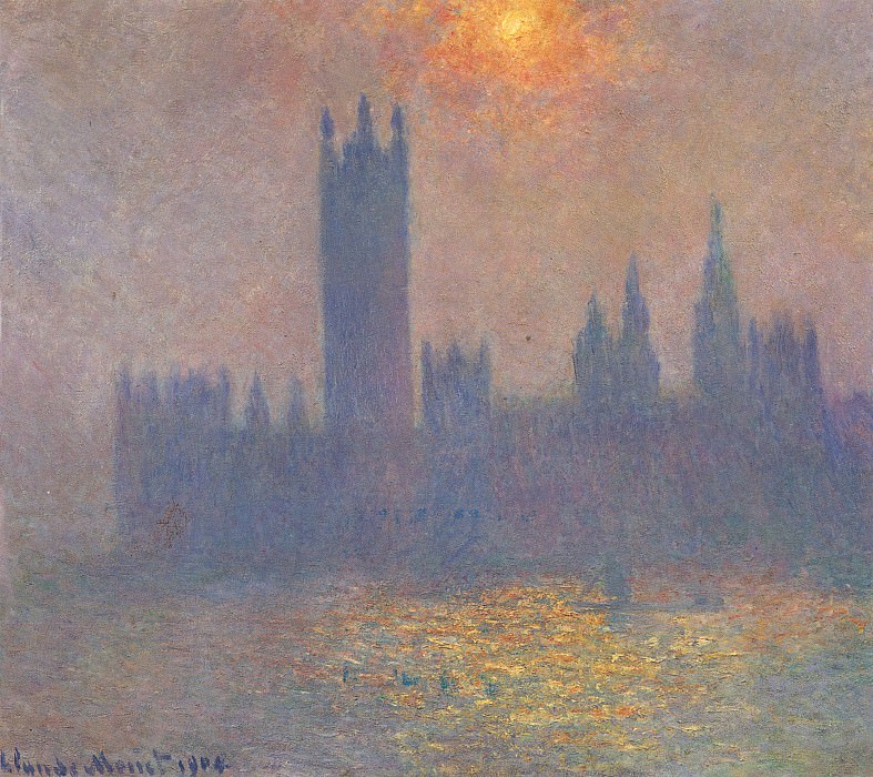 Houses of Parliament, Effect of Sunlight in the Fog, Claude Oscar Monet