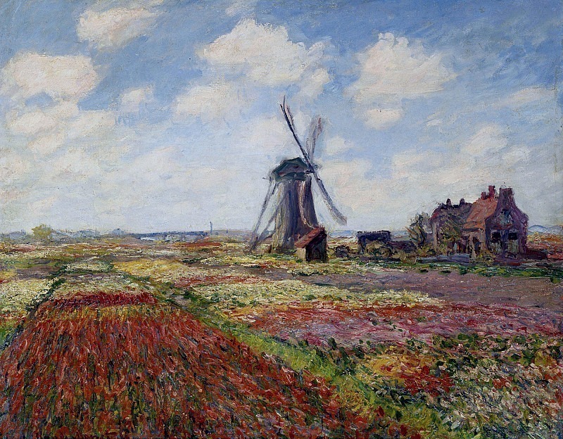 Fields of Tulip With The Rijnsburg Windmill, Claude Oscar Monet