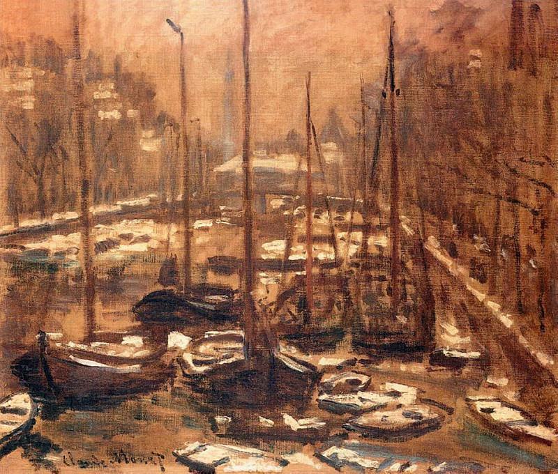 El Geldersekade de Amsterdam en Invierno, Claude Oscar Monet