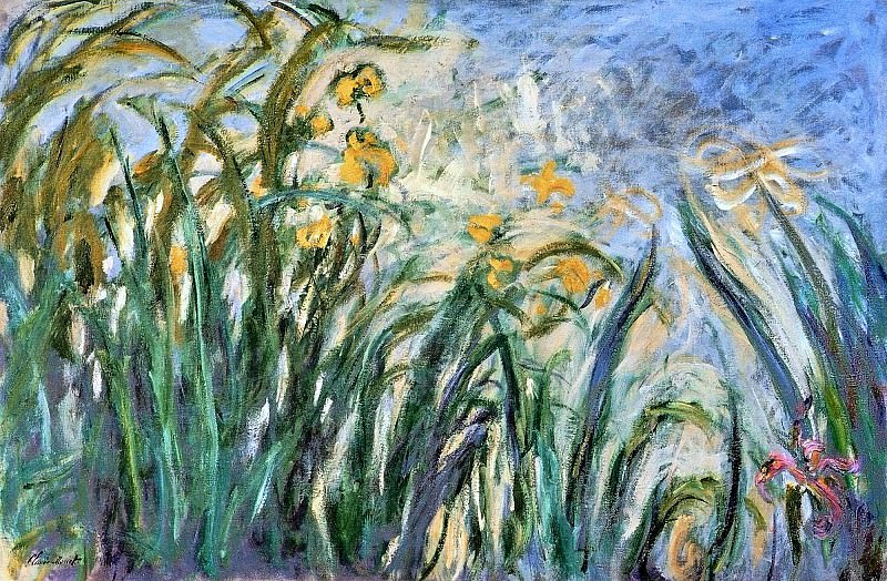 Yellow Irises and Malva, Claude Oscar Monet