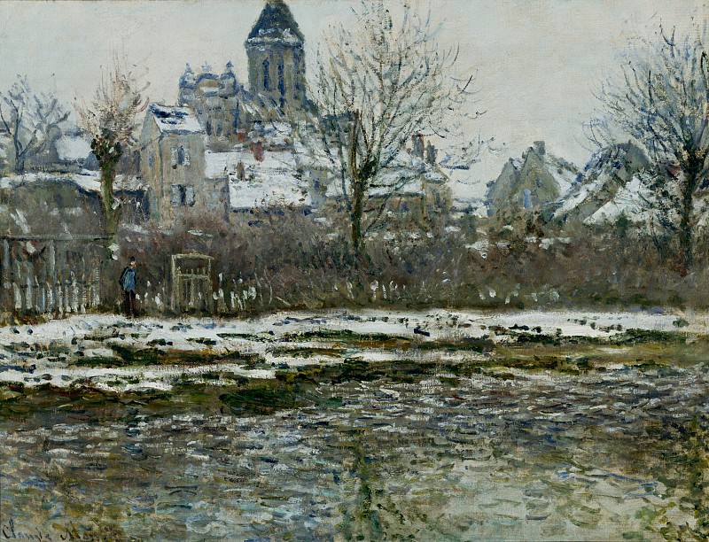 Vetheuil, Церковь, Снег, Клод Оскар Моне