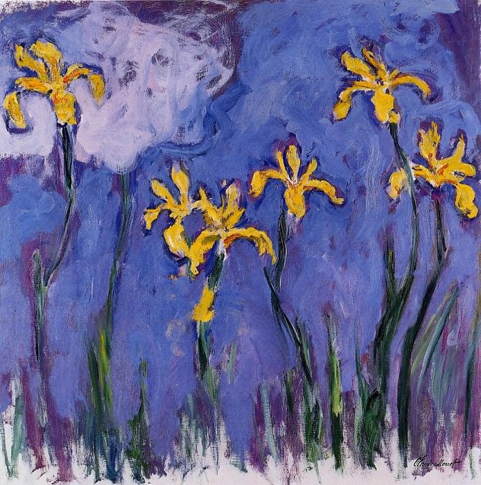 Yellow Irises with Pink Cloud, Claude Oscar Monet