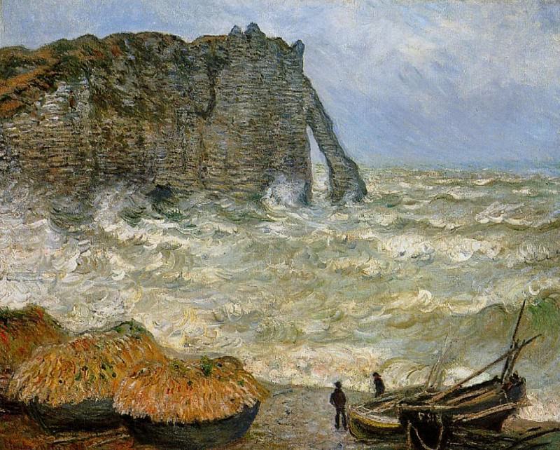 The Manneport, Etretat, Rough Sea, Claude Oscar Monet