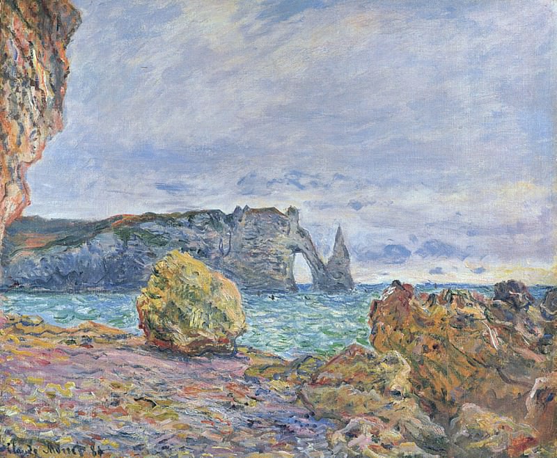 Etretat, the Beach and the Porte dвЂ™Aval, Claude Oscar Monet