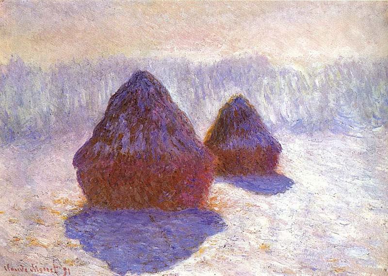 Grainstacks, White Frost Effect, Claude Oscar Monet