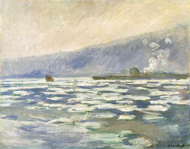 Les glacons, ecluse de Port-Villez, Claude Oscar Monet
