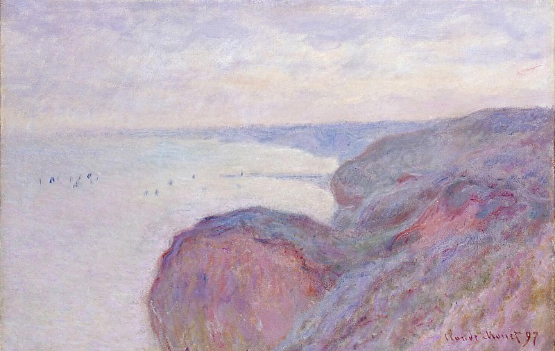 Cliff near Dieppe, Overcast Skies, Claude Oscar Monet