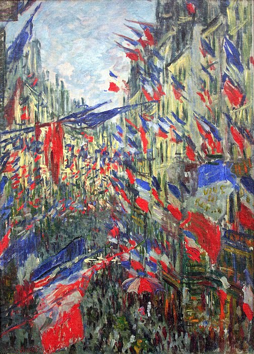 Улица Монтаргей с флагами, Клод Оскар Моне