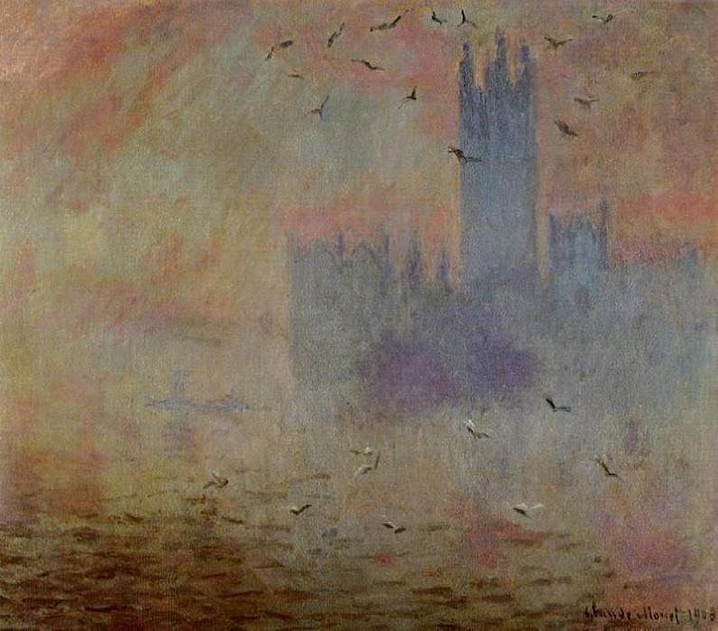 Houses of Parliament, Seagulls 2, Claude Oscar Monet