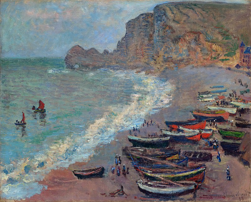 The Beach at Etretat , Claude Oscar Monet